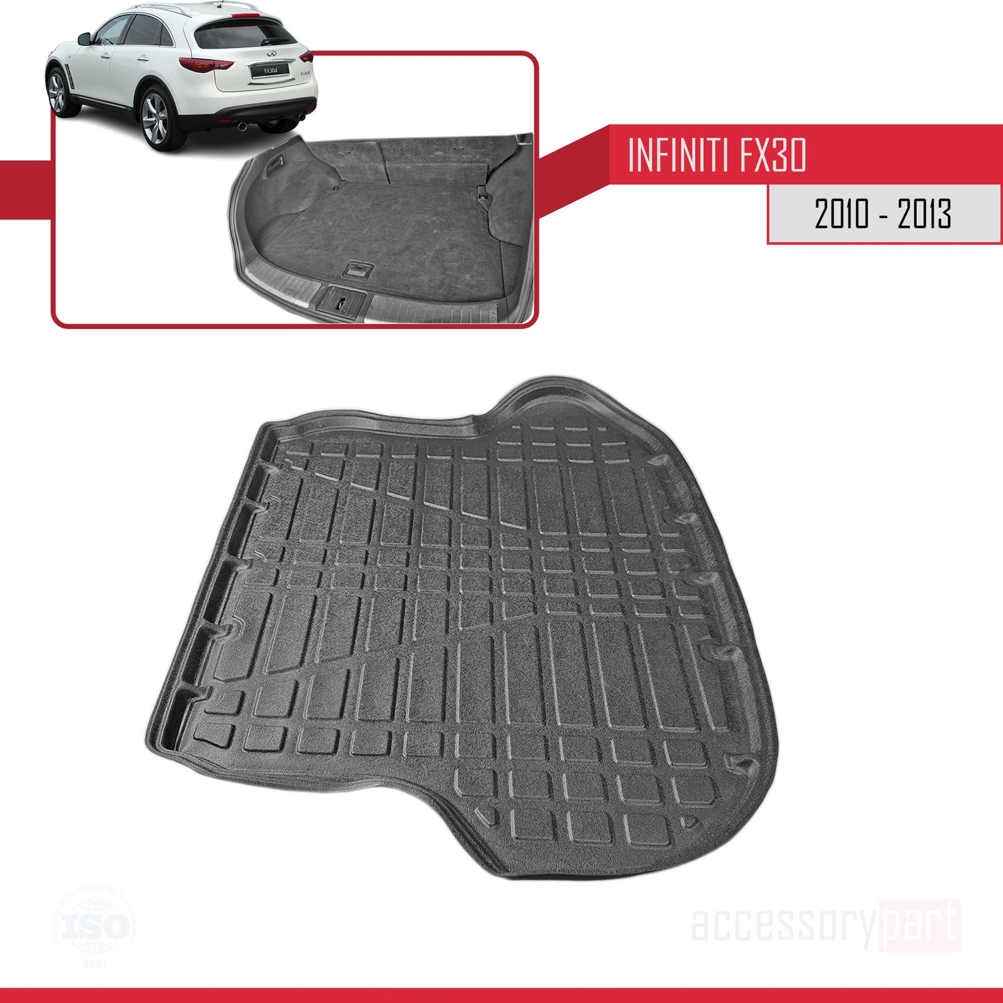 Trunk Mats for Infiniti FX30 2010-2013 Flexible Cargo Liner BLACK