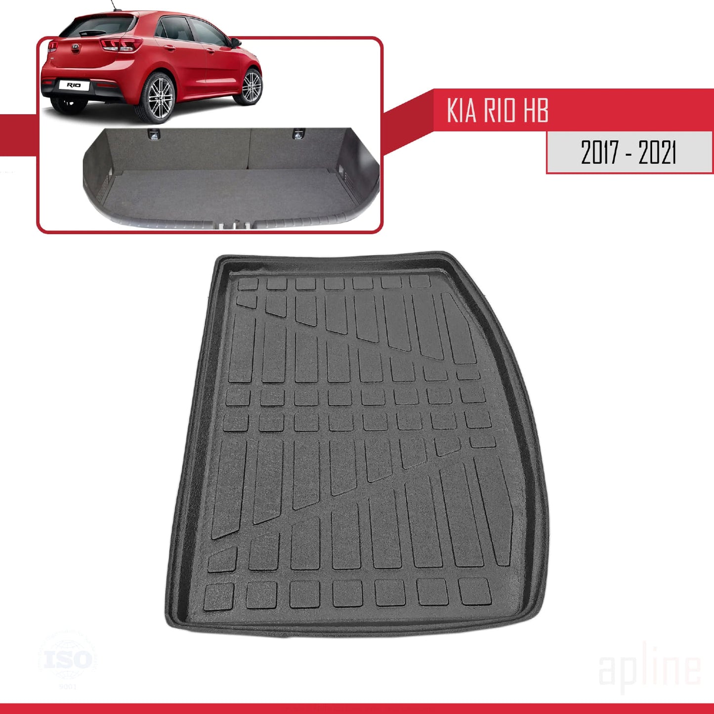 Trunk Mats for Kia Rio HB 2017-2021 Flexible Cargo Liner BLACK
