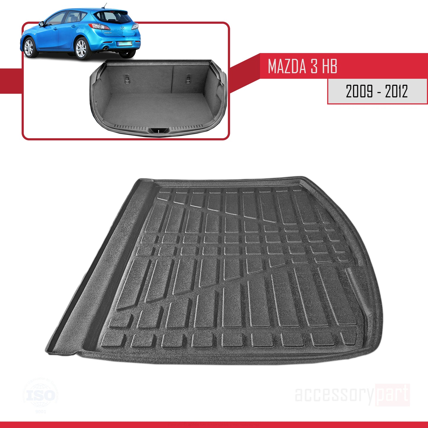 Trunk Mats for Mazda Mazda 3 HB 2009-2012 Cargo Liner BLACK
