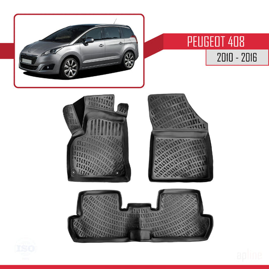 Compatible avec Peugeot 5008 (T8) 2010-2016 4D Tapis de Voiture Noir