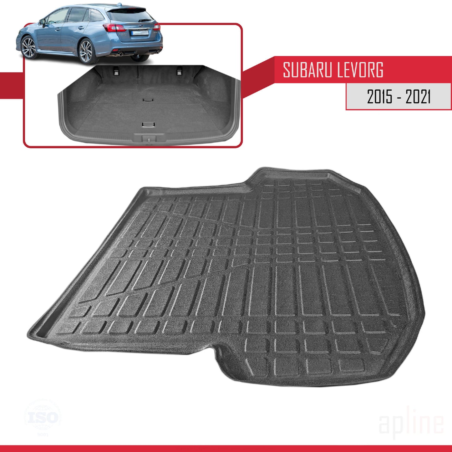 Compatible avec Subaru Levorg (VM) 2015-2021 Flexible Tapis de Coffre Plancher de Chargement Noir