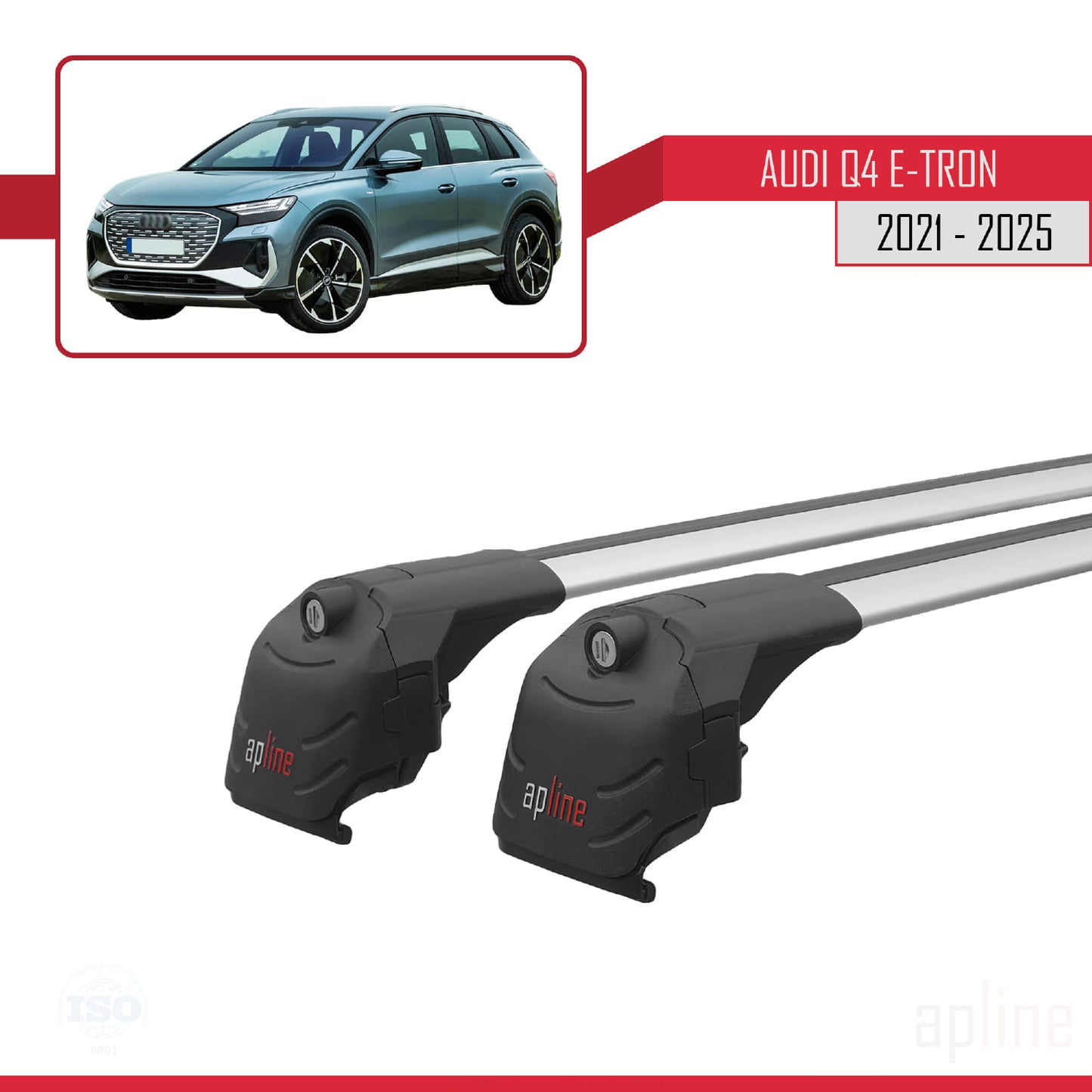 Compatible avec Q4 (F4) E-Tron 2021-2025 ACE-2 Barres de Toit Railing Porte-Bagages de Voiture Gris Aluminium 2 Barres