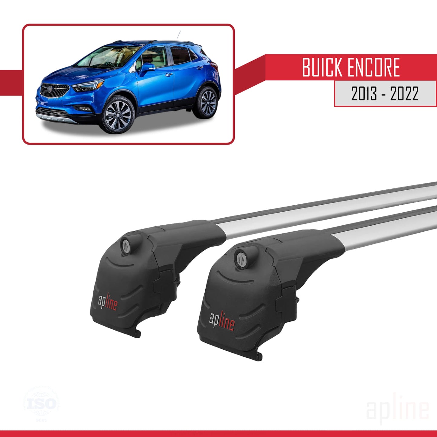 Compatible avec Buick Encore 2013-2022 ACE-2 Barres de Toit Railing Porte-Bagages de Voiture Gris Aluminium 2 Barres
