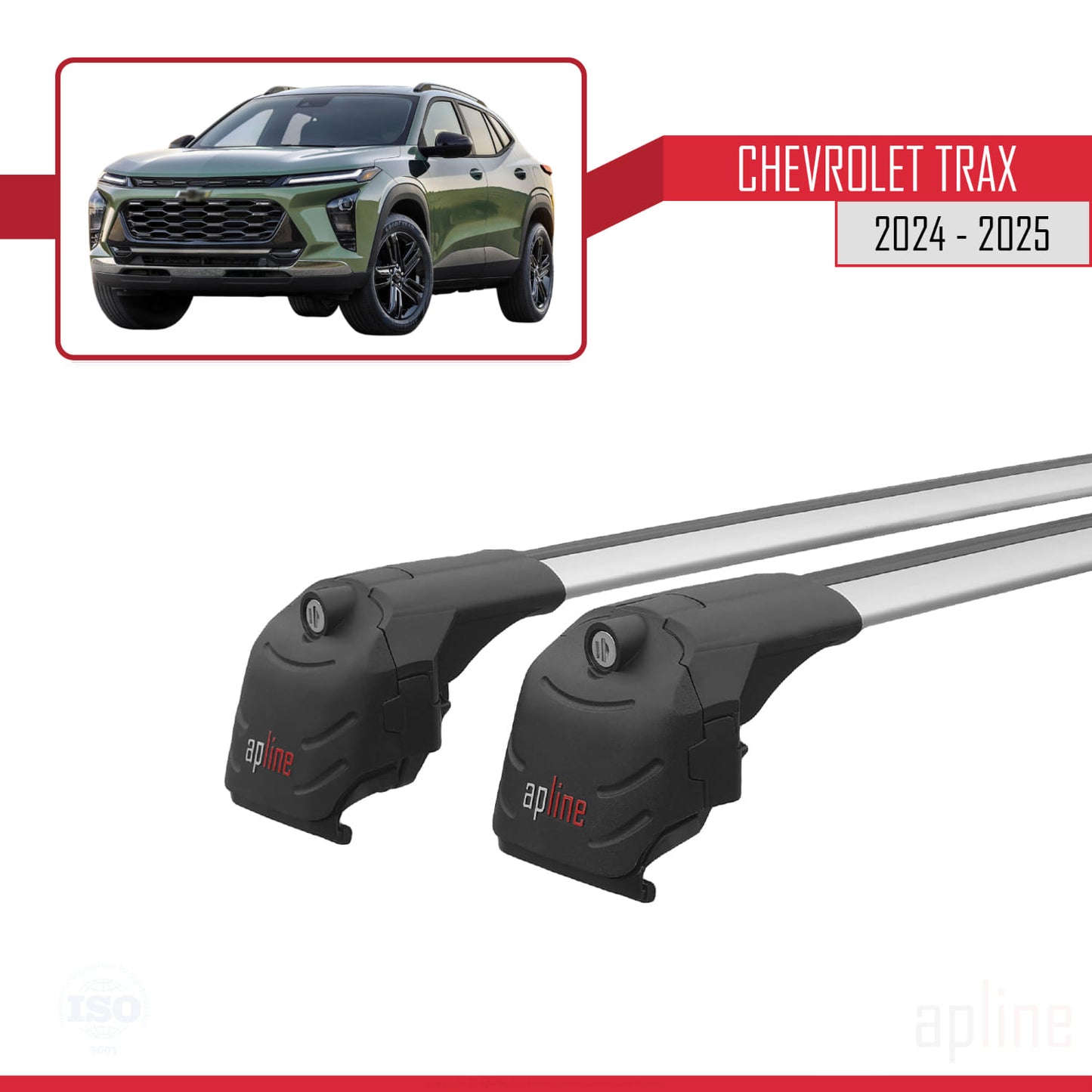 Compatible with Chevrolet Trax 2024-2025 ACE-2 Car Roof Rack Cross Bar Grey Aluminium 2 Bars