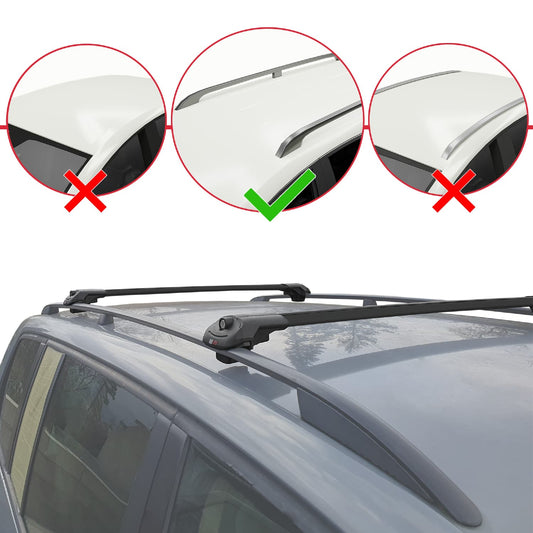 Compatible avec Ssangyong Korando 4 (C300) 2019-2025 ACE-1 Barres de Toit Railing Porte-Bagages de Voiture Noir Aluminium 2 Barres