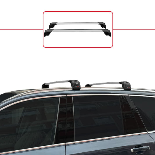Compatible avec Volvo XC90 II 2015-2026 ACE-2 modèle Barres de Toit Railing Porte-Bagages de Voiture Gris Aluminium Barres