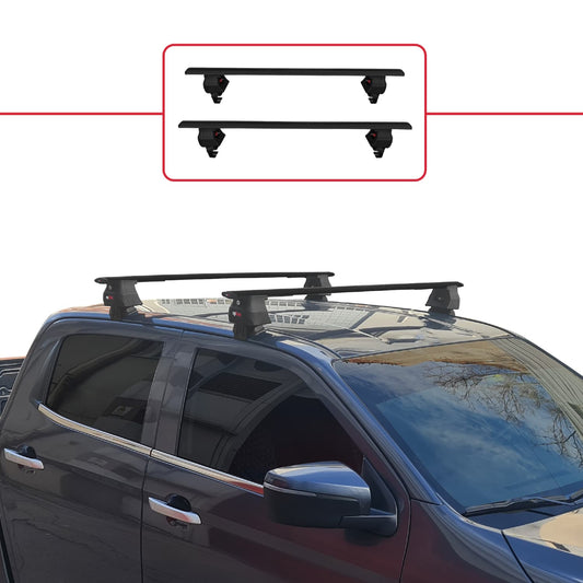 Compatible avec Isuzu D-Max 3 (RG01) 2020-2025 ACE-4 Barres de Toit Railing Porte-Bagages de Voiture Noir Aluminium 2 Barres