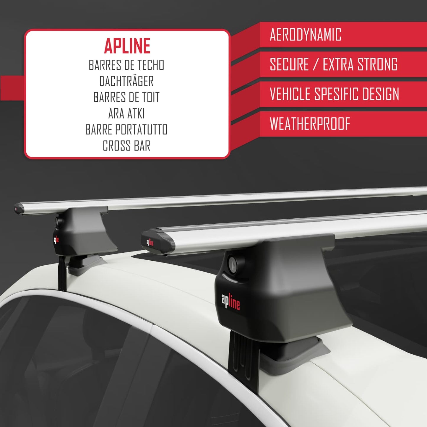 Compatible with Opel/Vauxhall Insignia 2009-2017 ACE-4 Car Roof Rack Cross Bar Grey Aluminium 2 Bars