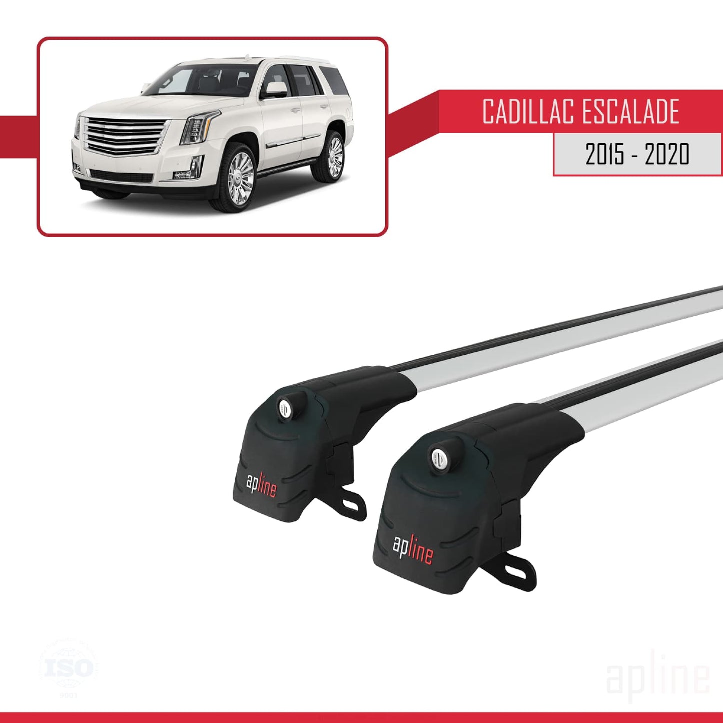 Compatible avec Cadillac Escalade 2015-2020 ACE-2 Barres de Toit Railing Porte-Bagages de Voiture Gris Aluminium 2 Barres