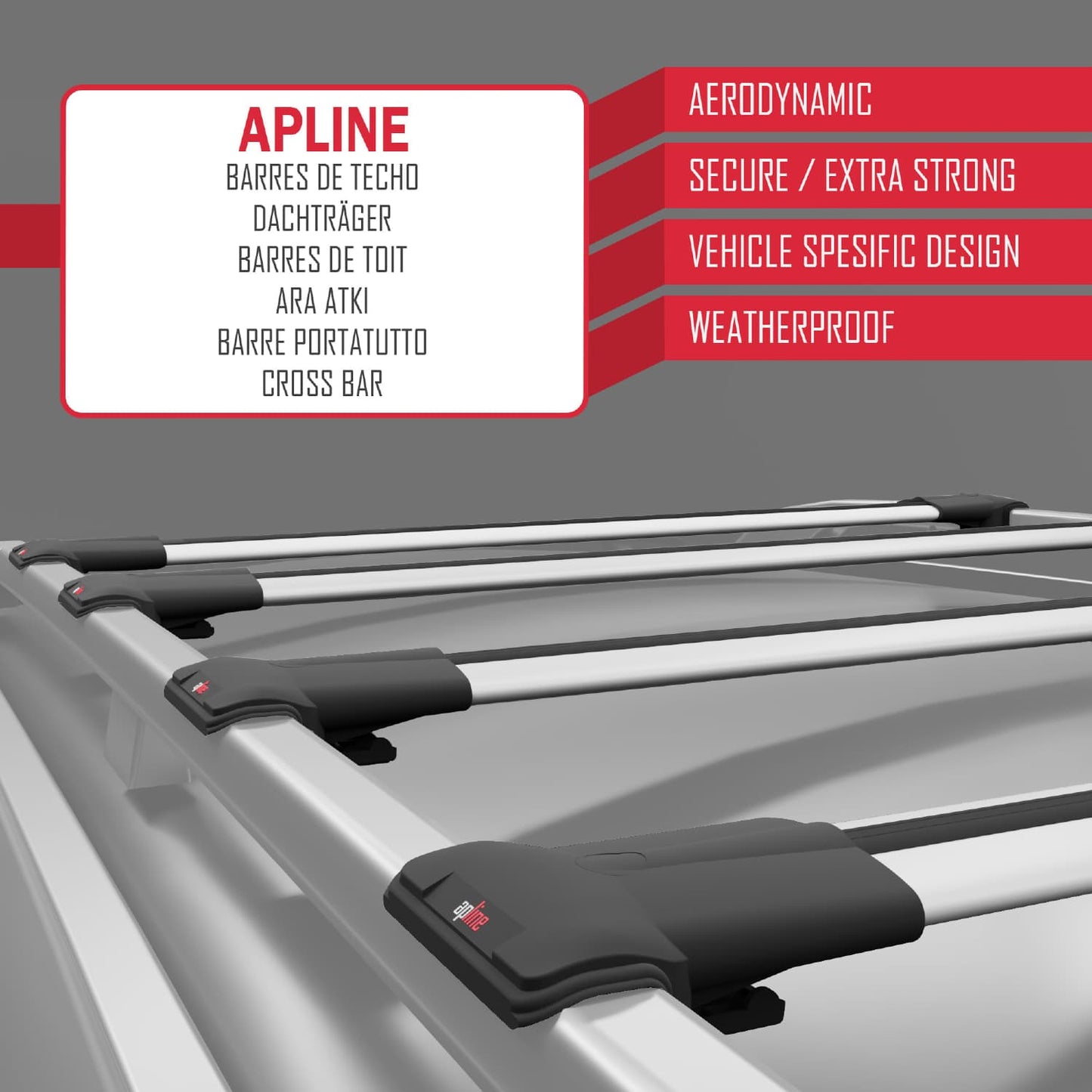 Compatible avec Mercedes Viano 2 (W639) Post-Facelift 2010-2014 FLY Model Barres de Toit Railing Porte-Bagages de Voiture Gris Aluminium 4 Barres