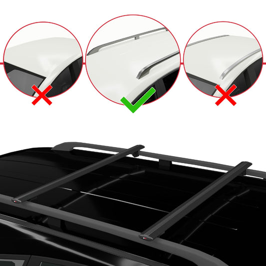 Compatible avec A4 (B5) Avant 1996-2001 BASIC Model Barres de Toit Railing Porte-Bagages de Voiture Noir Aluminium 2 Barres