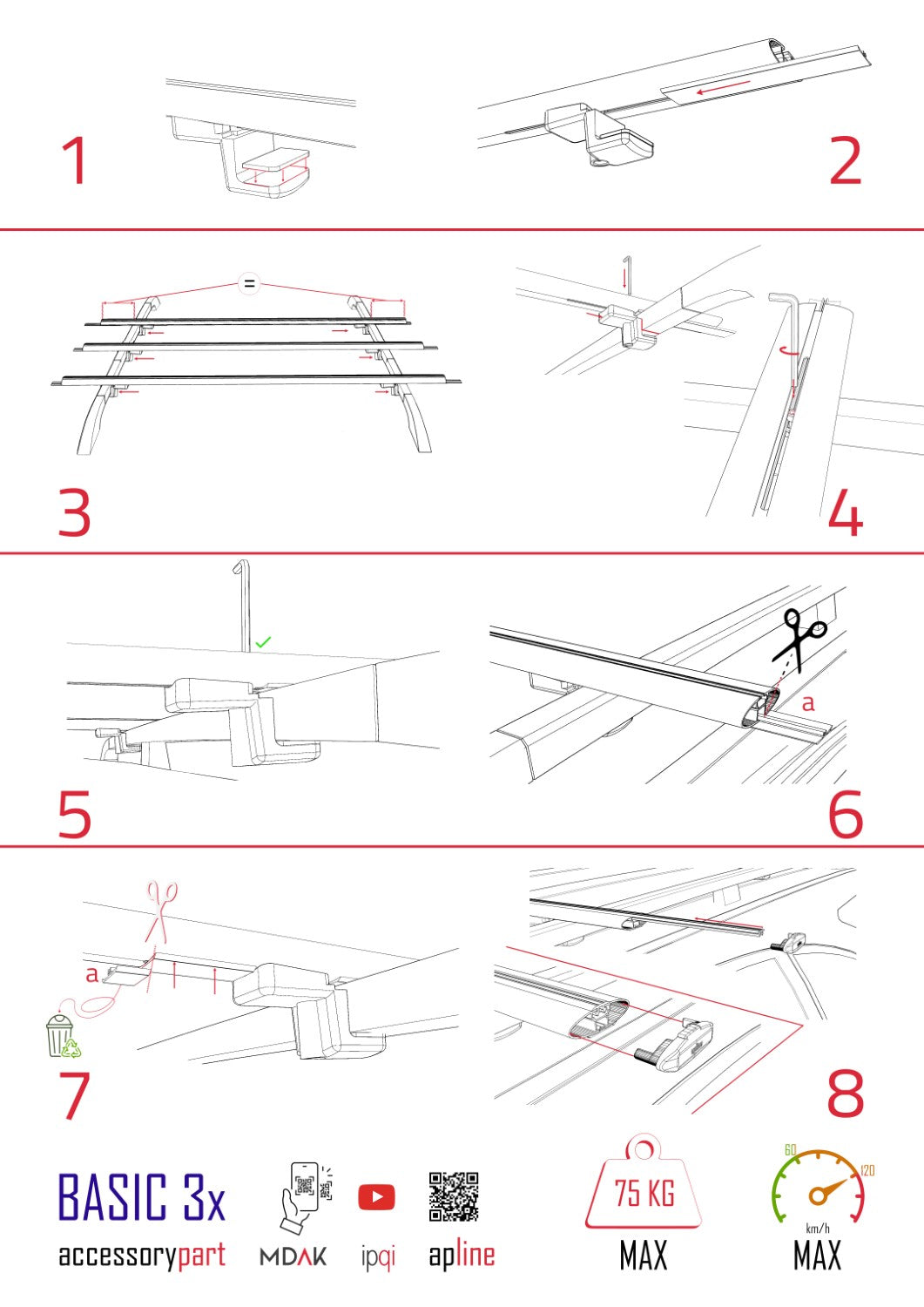 Compatible with Chevrolet Uplander 2005-2009 BASIC Model Car Roof Rack Cross Bar Grey Aluminium 3 Bars