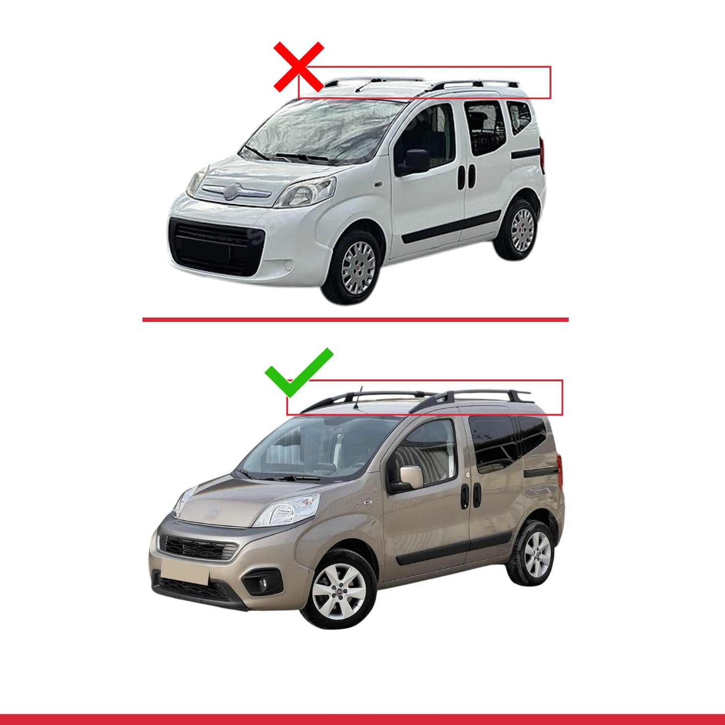 Compatible avec Fiat Fiorino (Modèle Tubulaire) 2008-2025 BASIC Model Barres de Toit Railing Porte-Bagages de Voiture Gris Aluminium 3 Barres