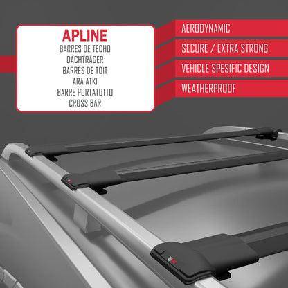 Compatible avec VW Golf Mk6 Wagon 2010-2014 FLY Model Barres de Toit Railing Porte-Bagages de Voiture Noir Aluminium 3 Barres