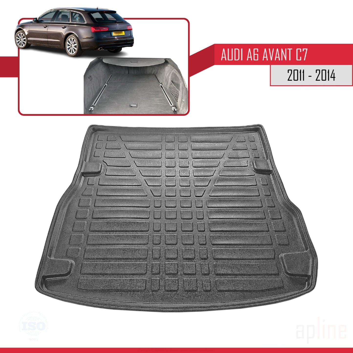 Compatible avec A6 (C7) 2011-2014 Flexible Tapis de Coffre Plancher de Chargement Noir