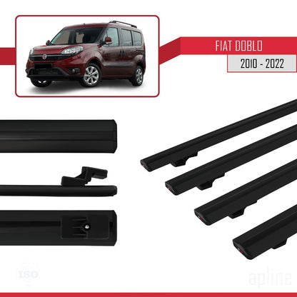 Compatible avec Fiat Doblo 2 2010-2022 BASIC Model Barres de Toit Railing Porte-Bagages de Voiture Noir Aluminium 4 Barres