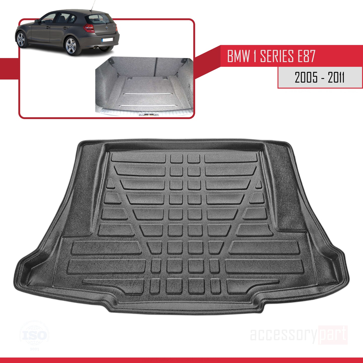Tapis de Coffre pour BMW 1 Séries (E87) 2005-2011 Flexible NOIR