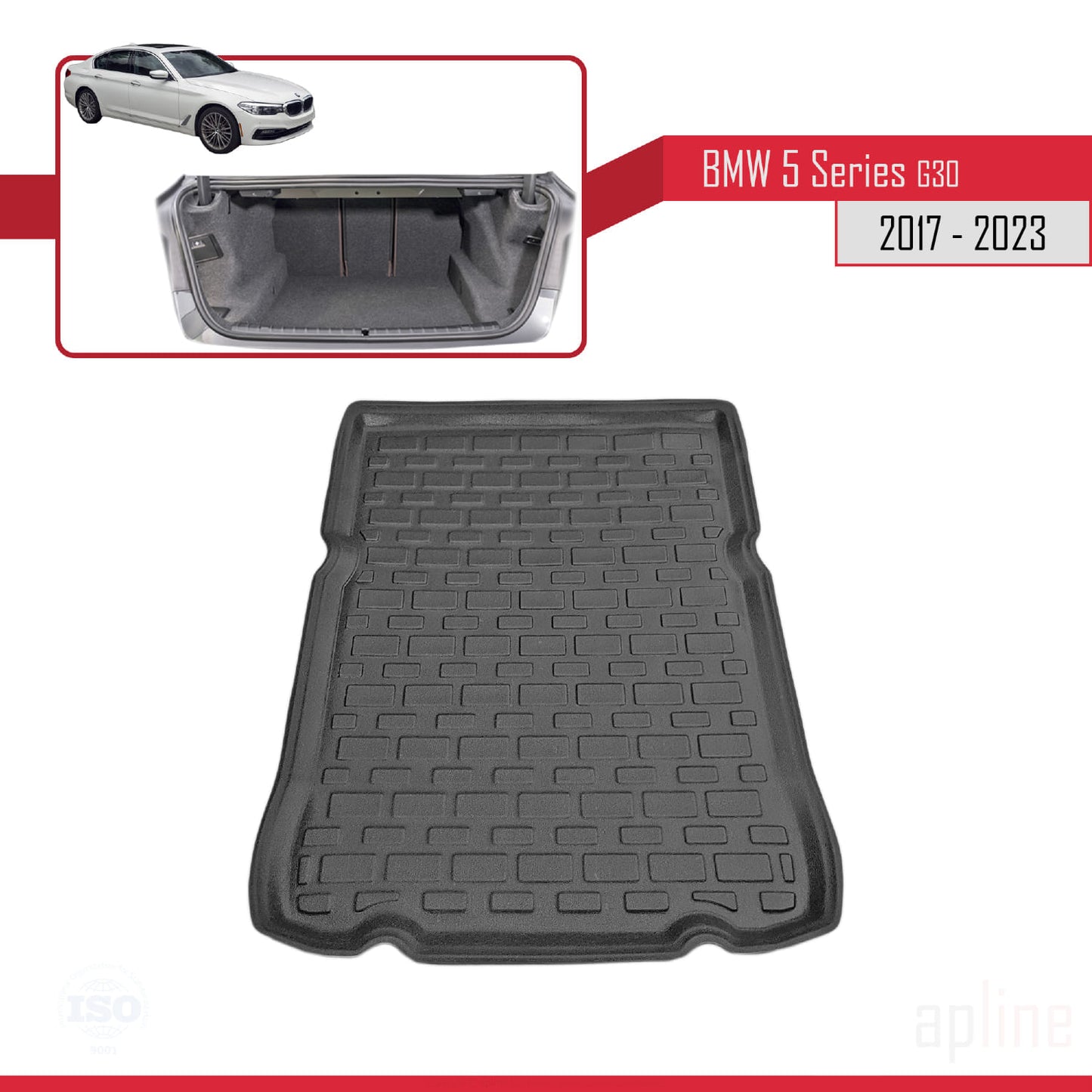 Compatible avec BMW Série 5 (G30) 2017-2023 Flexible Tapis de Coffre Plancher de Chargement Noir