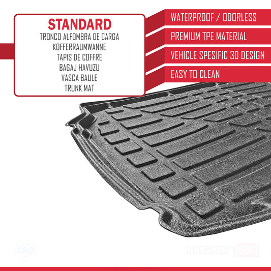 Compatible avec Renault Symbol (Clio) 1999-2008 Flexible Tapis de Coffre Plancher de Chargement Noir