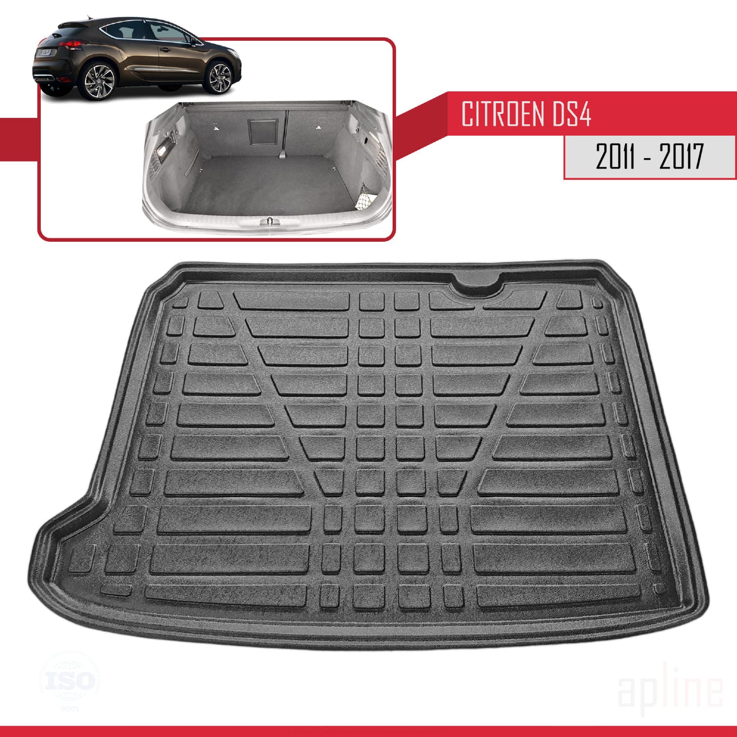 Trunk Mats for Citroen DS4 2012-2017 Flexible Cargo Liner BLACK