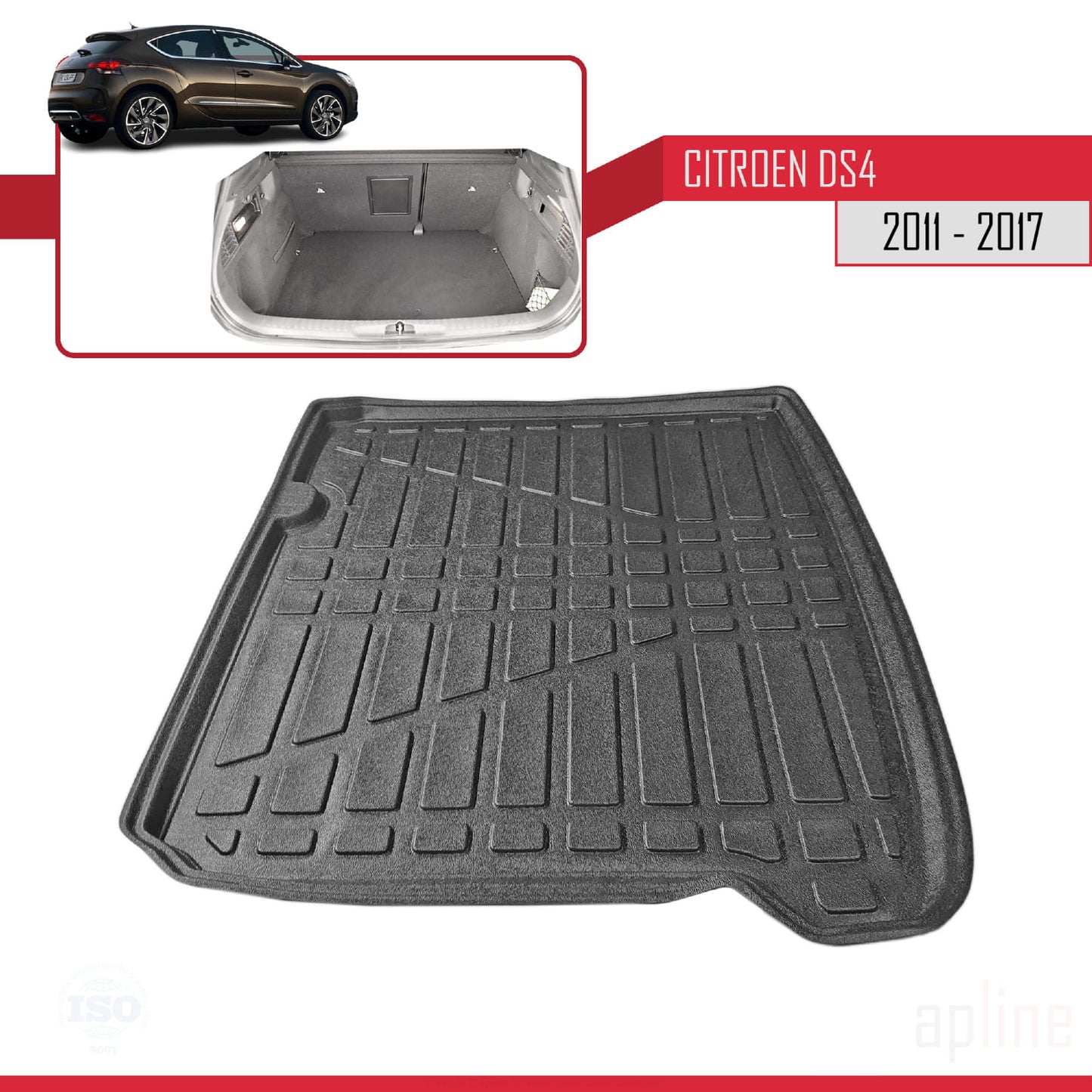 Trunk Mats for Citroen DS4 2012-2017 Flexible Cargo Liner BLACK