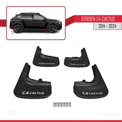 Compatible avec Citroen C4 Cactus 2014-2021 Jeu de Bavettes Garde-boue Avant et Arrière de Voiture 4 Pcs Noir