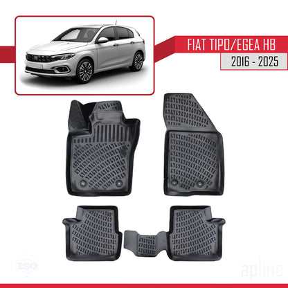 Compatible avec Fiat Egea HB 2016-2025 4D Tapis de Voiture Noir