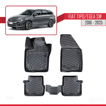 Compatible with Fiat Egea SW 2016-2025 4D Car mats Black