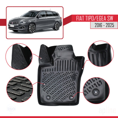 Compatible with Fiat Egea SW 2016-2025 4D Car mats Black