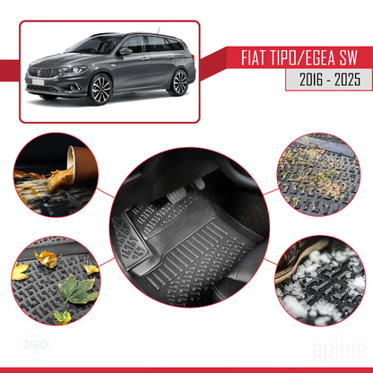 Compatible with Fiat Egea SW 2016-2025 4D Car mats Black