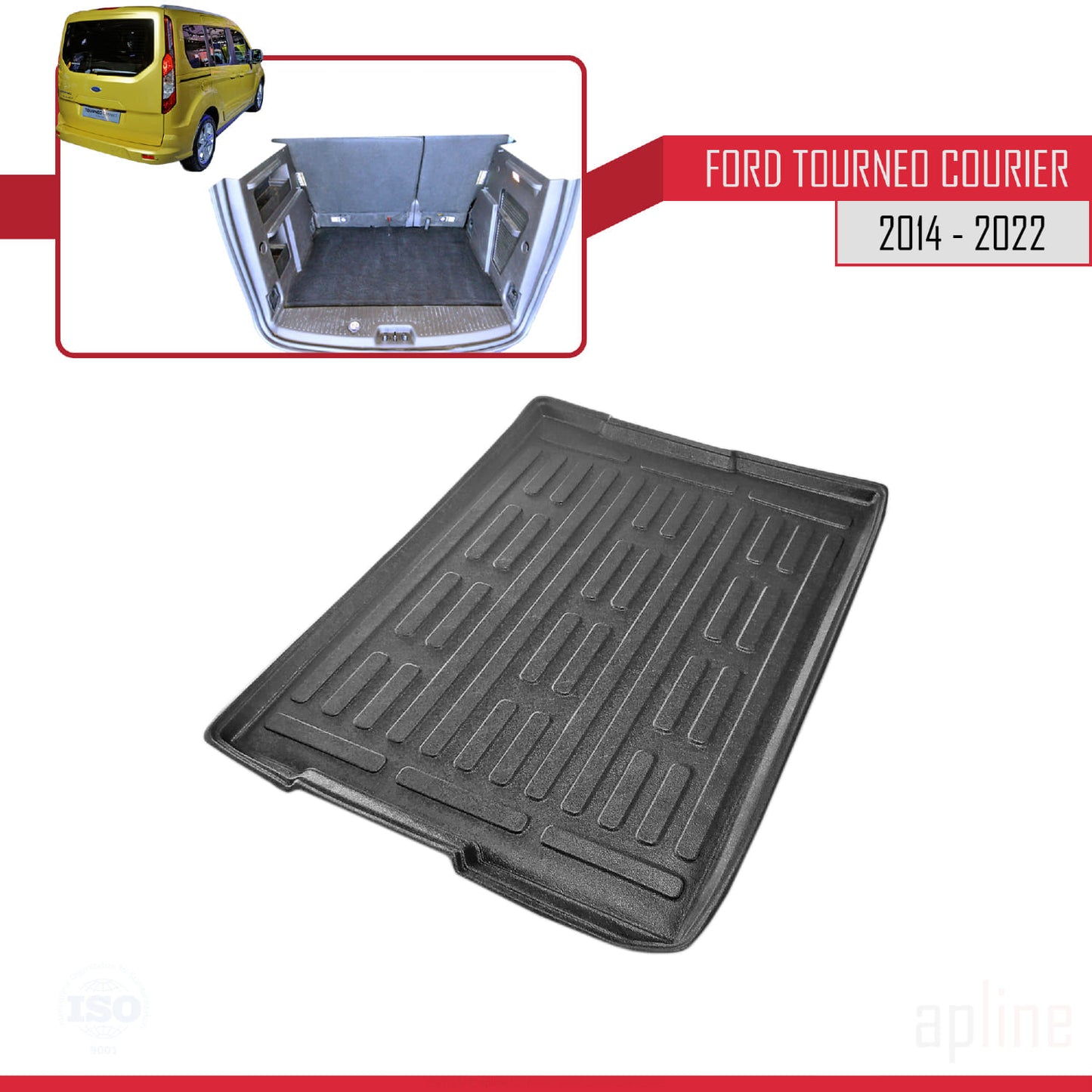 Compatible with Ford Tourneo Courier 2014-2022 Flexible Trunk Mats Cargo Liner Black