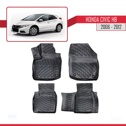 Compatible avec Honda Civic HB 2012-2015 4D Tapis de Voiture Noir