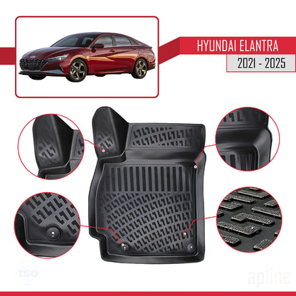 Compatible avec Hyundai Elantra 7 2021-2025 4D Tapis de Voiture Noir