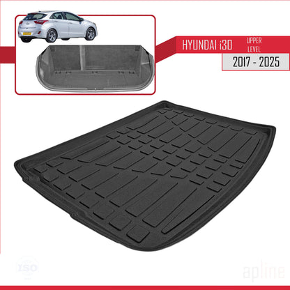 Compatible avec Hyundai i30 3 (PD) 2017-2025 Flexible Tapis de Coffre Plancher de Chargement Supérieur Noir