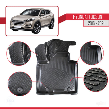 Compatible avec Hyundai Tucson 3 (TL) 2016-2021 4D Tapis de Voiture Noir