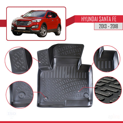 Compatible avec Hyundai Santa Fe 3 (DM) 2013-2018 4D Tapis de Voiture Noir