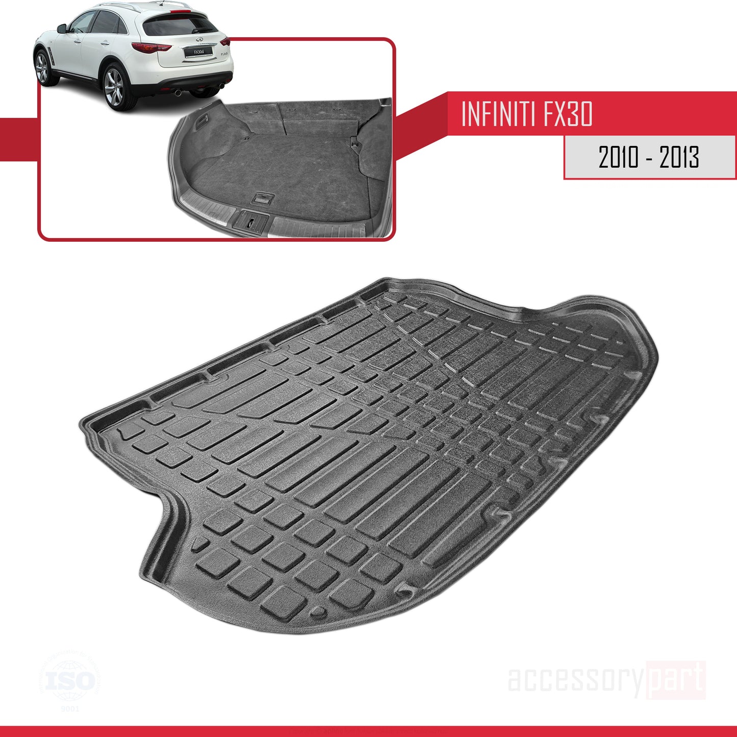 Tapis de Coffre pour Infiniti FX30 2010-2013 Flexible NOIR
