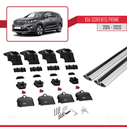 Compatible with Kia Sorento 3 (UM) Prime 2015-2020 ACE-2 Car Roof Rack Cross Bar Grey Aluminium 2 Bars