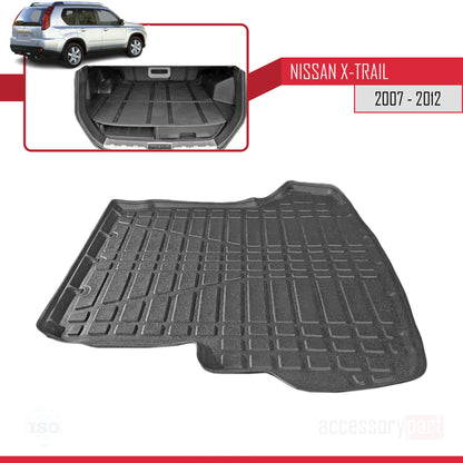 Compatible avec Nissan X-Trail 2 (T31) 2007-2012 Flexible Tapis de Coffre Plancher de Chargement Noir