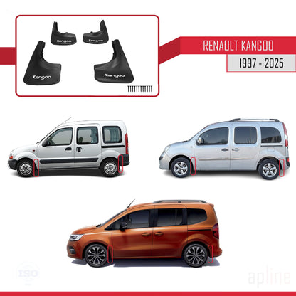 Compatible avec Renault Kangoo 1997-2025 Jeu de Bavettes Garde-boue Avant et Arrière de Voiture 4 Pcs Noir