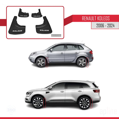 Compatible avec Renault Koleos 2007-2024 Jeu de Bavettes Garde-boue Avant et Arrière de Voiture 4 Pcs Noir