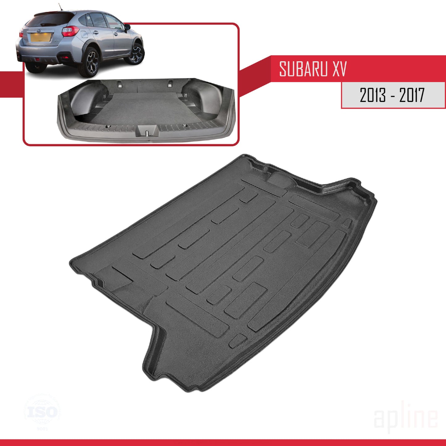 Compatible avec Subaru XV 2013-2017 Flexible Tapis de Coffre Plancher de Chargement Noir