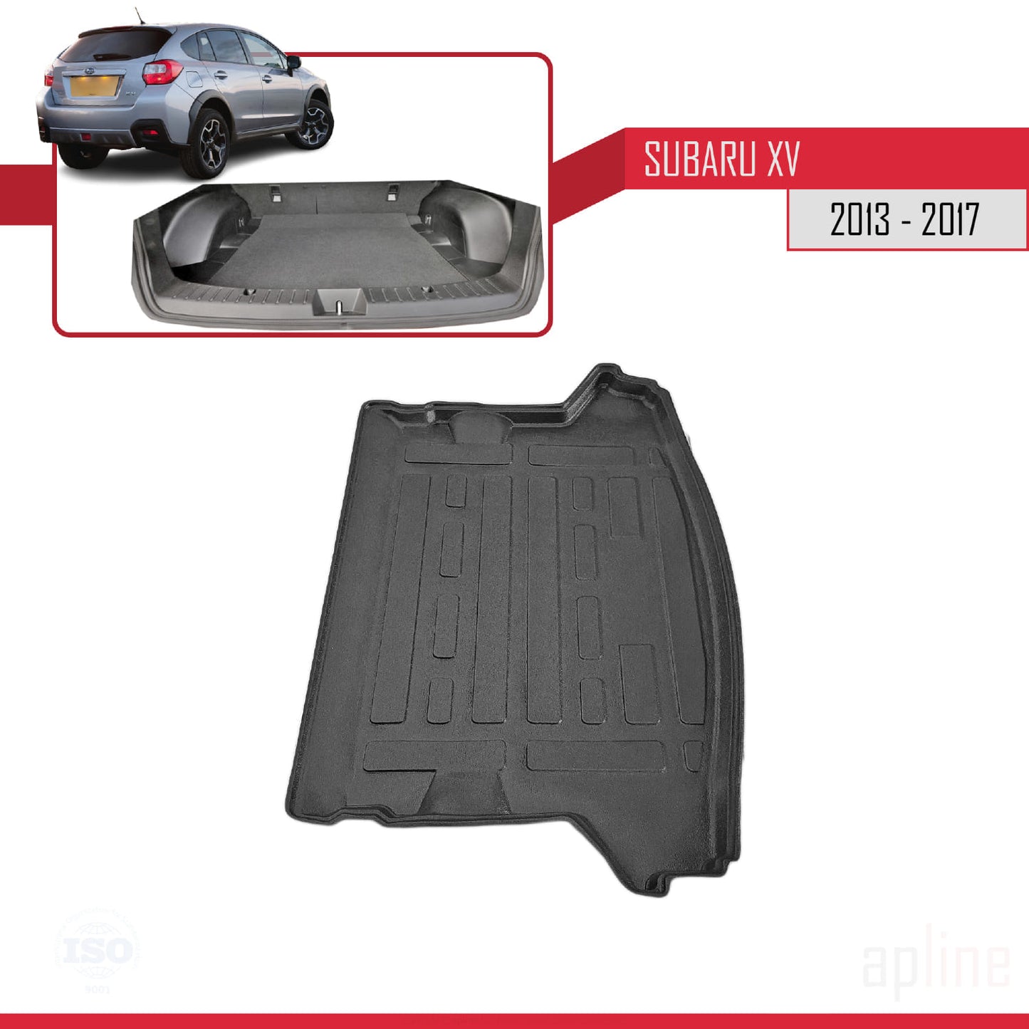 Compatible avec Subaru XV 2013-2017 Flexible Tapis de Coffre Plancher de Chargement Noir