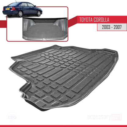 Compatible avec Toyota Corolla 9 (E120) Berline 2003-2007 Flexible Tapis de Coffre Plancher de Chargement Noir
