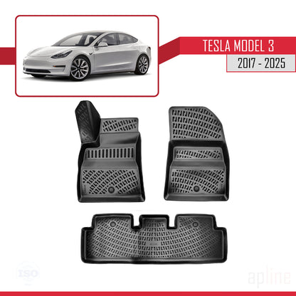 Compatible avec Tesla Model 3 2017-2025 4D Tapis de Voiture Noir