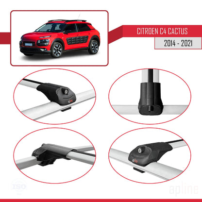 Compatible avec Citroen C4 Cactus 2014-2021 ACE-1 Barres de Toit Railing Porte-Bagages de Voiture Gris Aluminium 2 Barres