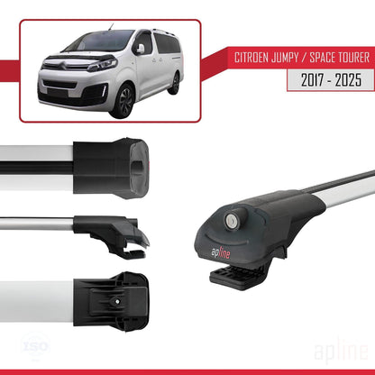 Compatible avec Citroen Jumpy 3 (K0) Space Tourer 2017-2025 ACE-1 Barres de Toit Railing Porte-Bagages de Voiture Gris Aluminium 2 Barres