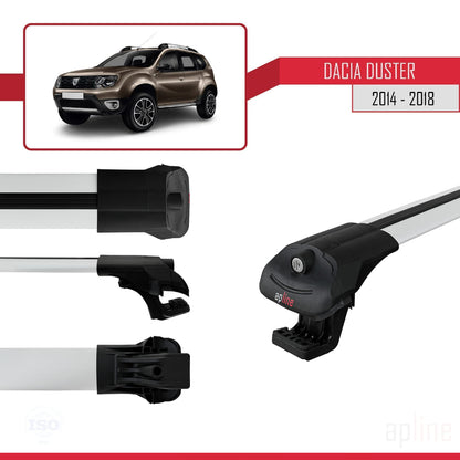 Compatible avec Dacia Duster (HS) Post-Facelift 2014-2017 ACE-1 Barres de Toit Railing Porte-Bagages de Voiture Gris Aluminium 3 Barres