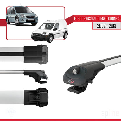 Compatible with Ford Transit/Tourneo Connect 2002-2013 ACE-1 Car Roof Rack Cross Bar Grey Aluminium 2 Bars