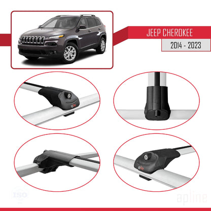 Compatible avec Jeep Cherokee 5 (KL) 2014-2023 ACE-1 Barres de Toit Railing Porte-Bagages de Voiture Gris Aluminium 2 Barres